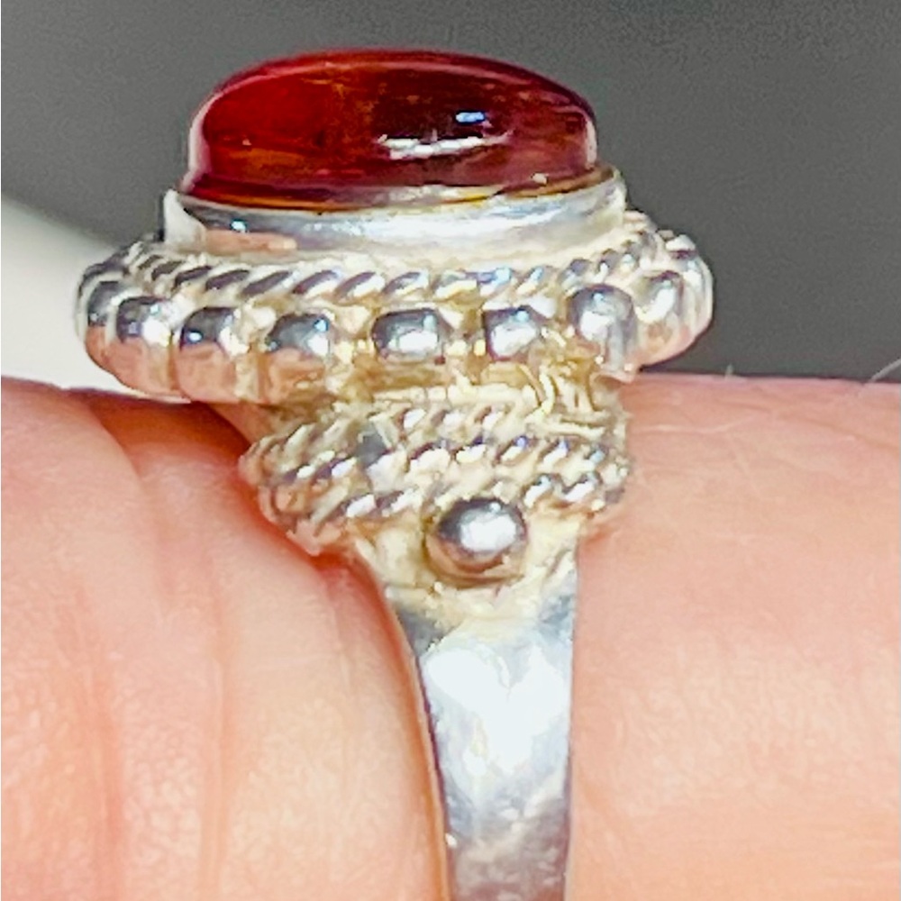 Gorgeous Sterling Silver Ring with Vibrant Amber Stone